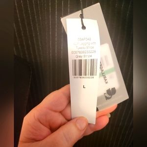 Karl LagerfeldxLong Tall Sally Black/Dk Gray Pinstripe Tuxedo Stripe Leggings LT